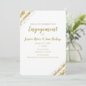 Black Gold Dust Corners Glam Moderne Verlobung Einladung (Stehend Vorderseite)