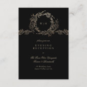 Black Gold Ebony Botanical Monogram Wedding Begleitkarte (Vorderseite)