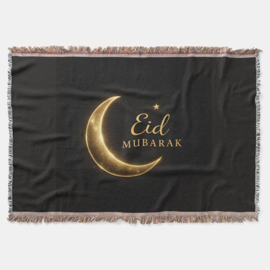 Black & Gold Eid Mubarak Decorative Pillow – Ramad Decke (Vorderseite)