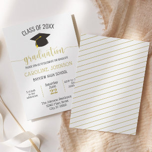 Black Gold Einfache Moderne Abschluss Einladung