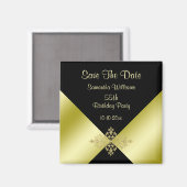 Black & Gold Elegance 55. Geburtstag Save the Date Magnet (Vorderseite/Rückseite)