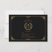 Black Gold EleganLaw School Abschluss RSVP Karte (Vorderseite)
