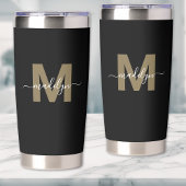 Black Gold Eleganname Monogram Thermobecher
