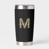 Black Gold Eleganname Monogram Thermobecher (Vorderseite)
