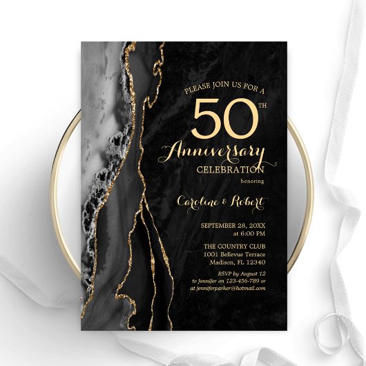 Black Gold Elegant 50 Jahre alt Einladung