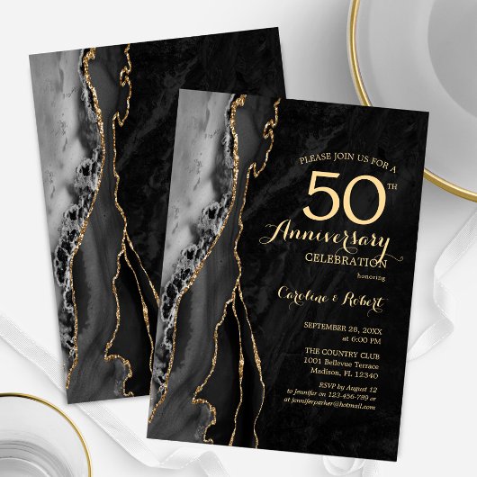 Black Gold Elegant 50 Jahre alt Einladung