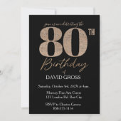 Black & Gold Elegant 80th Birthday Invitation Einladung (Vorderseite)