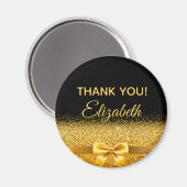 Black gold elegant Danke Geburtstag Magnet (Vorderseite/Rückseite)