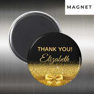 Black gold elegant Danke Geburtstag Magnet