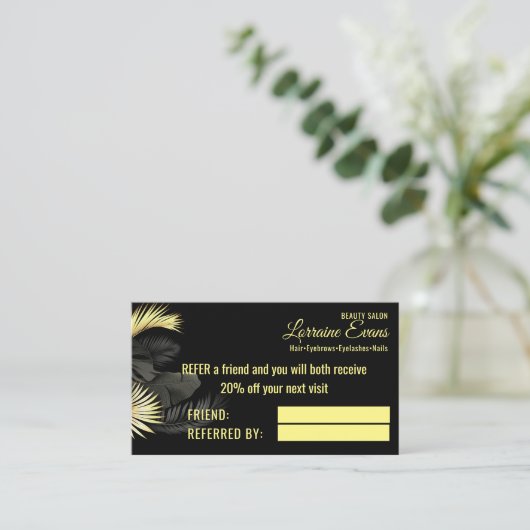 Black Gold Elegant Empfehlungskarte (Stehend Vorderseite)