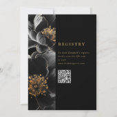 Black Gold Elegant Floral QR Code Brautparty Einladung (Rückseite)