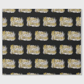 Black Gold Elegant Frohe Weihnachten Rustikale Vin Geschenkpapier (Flach)