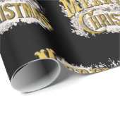Black Gold Elegant Frohe Weihnachten Rustikale Vin Geschenkpapier (Rolleneckpunkt)