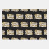 Black Gold Elegant Frohe Weihnachten Rustikale Vin Geschenkpapier Set (Vorderseite)