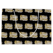 Black Gold Elegant Frohe Weihnachten Rustikale Vin Große Geschenktüte (Rückseite)