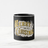 Black Gold Elegant Frohe Weihnachten Rustikale Vin Tasse (Zentrum)