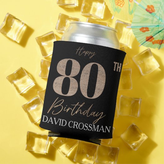 Black & Gold Elegant Glitter 80th Birthday Dosenkühler (In Situ Sommer)