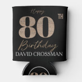 Black & Gold Elegant Glitter 80th Birthday  Dosenkühler (Vorderseite)
