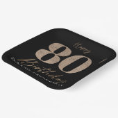 Black & Gold Elegant Glitter 80th Birthday Pappteller (Gewinkelt)