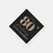 Black & Gold Elegant Glitter 80th Birthday  Serviette (Ecke)