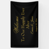 Black & Gold Elegant glücklich immer nach Hochzeit Banner (Vertikal)