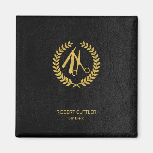 Black Gold Elegant Luxury Barber Shop Magnet (Vorne)