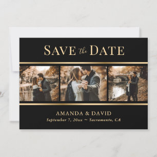 Black Gold Elegant Modern Wedding Photo Save The Date