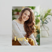 Black Gold Elegant Modernes Minimalistisch 40. Geb Folieneinladung (Stehend vorne)