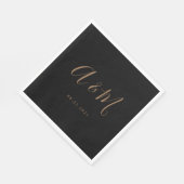 Black Gold Elegant Monogram Wedding Serviette (Ecke)