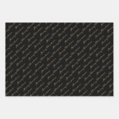 Black Gold Elegant Script Frohe Weihnachten Geschenkpapier Set (Vorderseite 2)