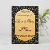 Black & Gold Elegant Wedding Invitation | Luxury R Einladung (Stehend Vorderseite)
