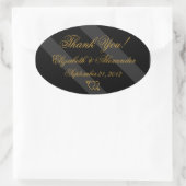 Black Gold Elegant Wedding Vielen Dank Ovaler Aufkleber (Tasche)