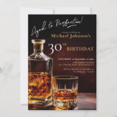 Black Gold Elegant Whiskey 30. Geburtstag Party Einladung (Vorderseite)