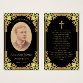 Black Gold Elegante Beerdigung Gedenkkarte (Vorne & Hinten)