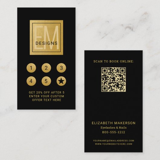 Black Gold Elegante Berufliche Loyalitätskarte Treuekarte (Vorne/Hinten)