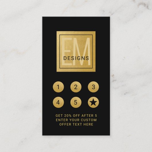 Black Gold Elegante Berufliche Loyalitätskarte Treuekarte (Vorderseite)