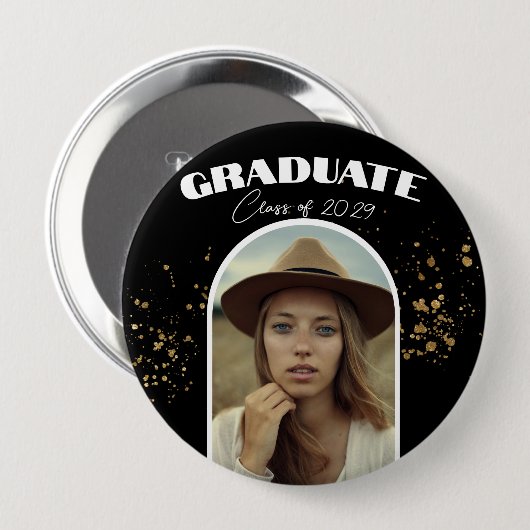 Black Gold Elegante Button Bildung Graduation Part (Vorne & Hinten)