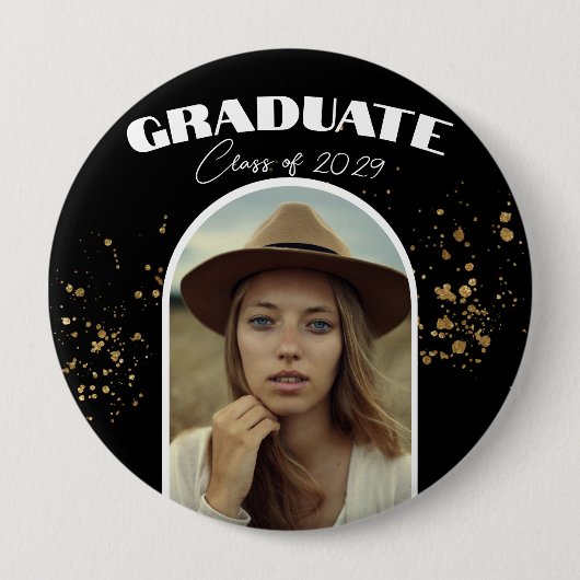 Black Gold Elegante Button Bildung Graduation Part (Vorderseite)