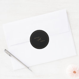 Black Gold Elegante Calligrafy Wedding Runder Aufkleber