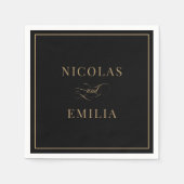 Black Gold Elegante Calligrafy Wedding Serviette (Vorderseite)