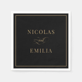 Black Gold Elegante Calligrafy Wedding Serviette