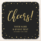 Black & Gold Elegante Classic Erwachsene Geburtsta Rechteckiger Pappuntersetzer (Vorderseite)