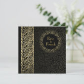Black Gold Elegante Einladung zur Hochzeit (Stehend Vorderseite)