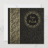 Black Gold Elegante Einladung zur Hochzeit (Vorderseite)