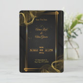 Black & Gold Elegante Einladung zur Hochzeit (Stehend Vorderseite)