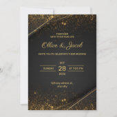 Black & Gold Elegante Einladung zur Hochzeit (Vorderseite)