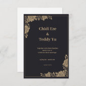 Black & Gold Elegante Einladung zur Hochzeit (Vorne/Hinten)