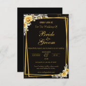 Black & Gold Elegante Einladung zur Hochzeit (Vorne/Hinten)