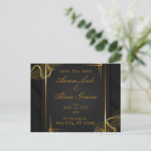 Black & Gold Elegante Einladung zur Hochzeit Postkarte (Stehend Vorderseite)