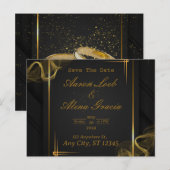 Black & Gold Elegante Einladung zur Hochzeit Postkarte (Vorne/Hinten)